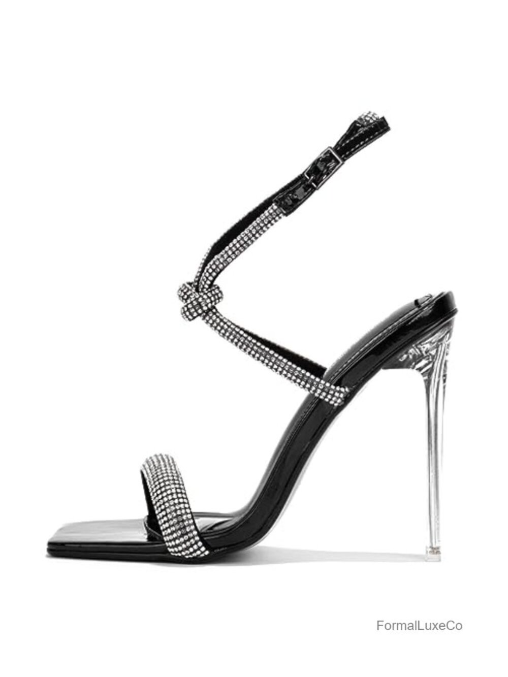 Cape Robbin Rhinestone Stiletto Heel Sandals Square Open Toe Sparkly High Heels